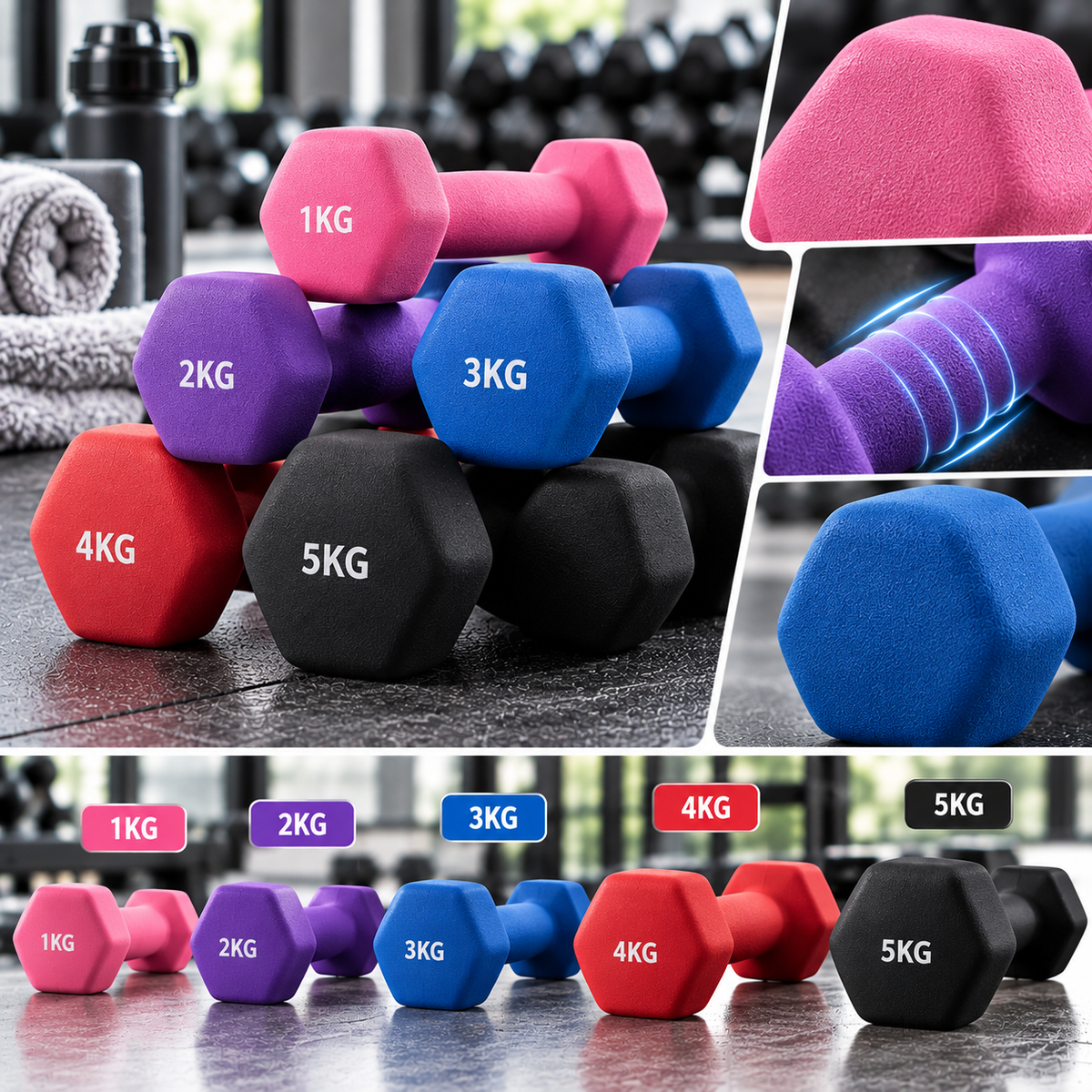 ดัมเบลหุ้มยางนีโอพรีน (Dumbbells)